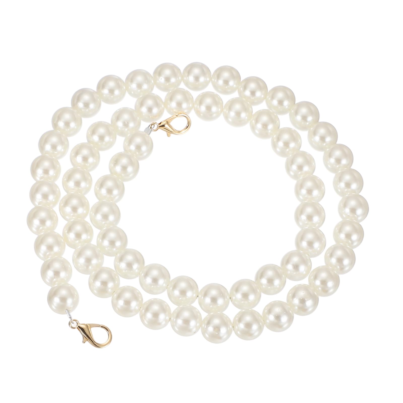 sourcing map Imitation Pearl Purse Strap, 39" Pearl Crossbody Chain Strap with Lobster Buckle Handbag Purse Chain Replacement Beaded Strap for DIY Handbag Hang Bag Accessories, 16mm Gold