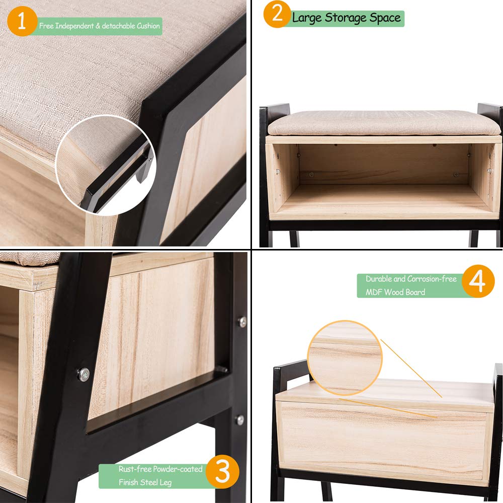 Buy Ansley&HosHo Stackable Entryway Shoes Bench Seat Rack Wood Shoe
