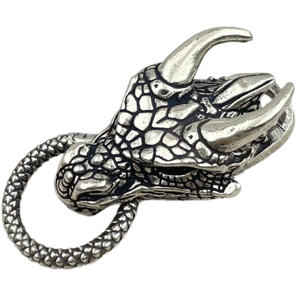 Danlai Silver Vintage Brass Dragon Head Keychain Paracord Bracelet Buckles Charms Pendant For Bracelet Braided Crafts Diy Accessories