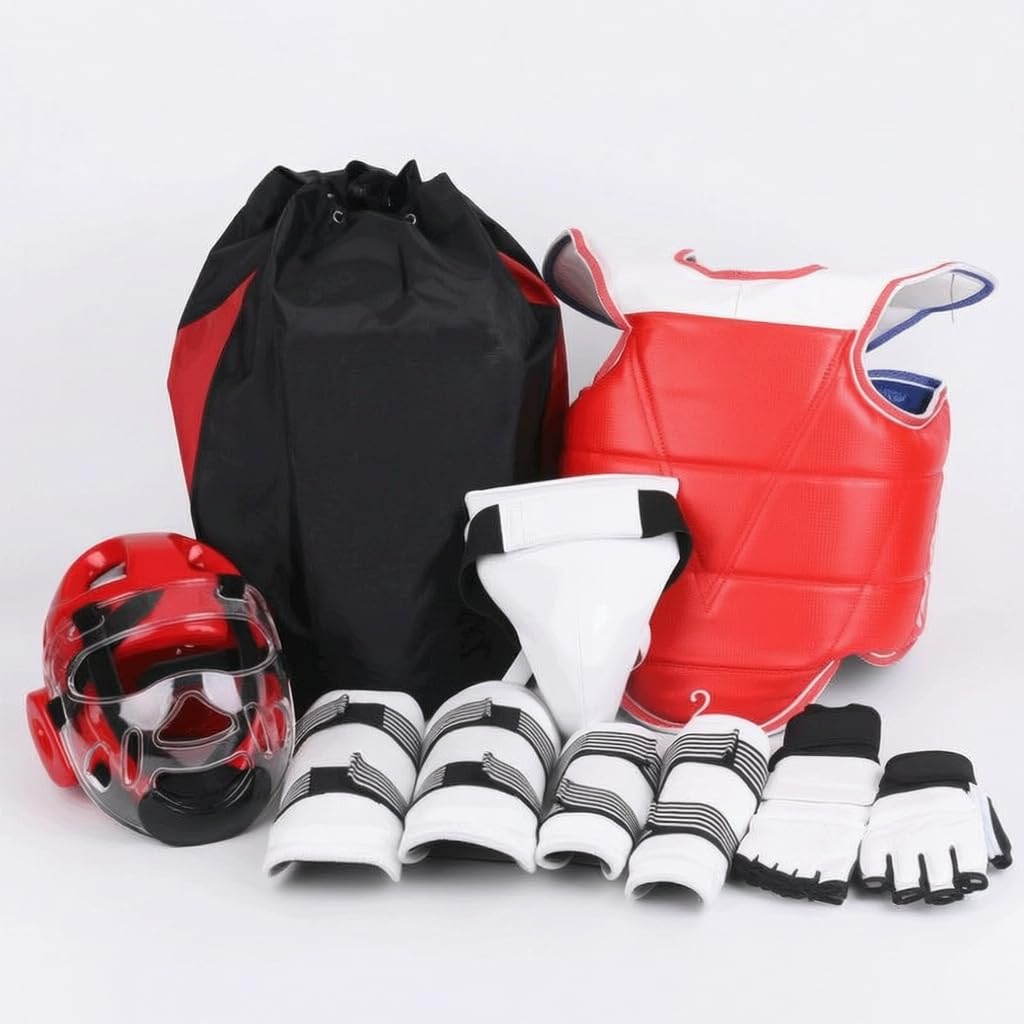 Équipement Femme avec Protège Tête Plastron et Protège Membres pour Entraînement et Compétition Sportive