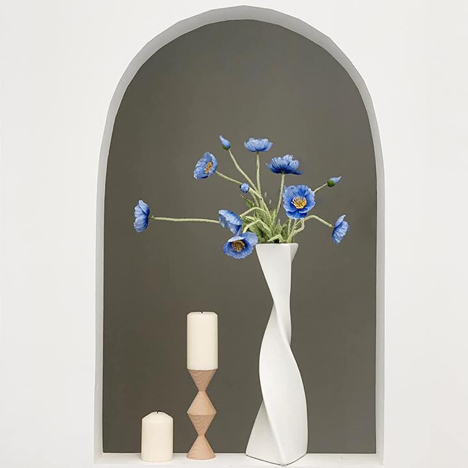 Cutfouwe Vaso in ceramica bianca, moderno per erba della pampa, realizzato a mano, decorazione boho, altezza 40 cm, per decorazione da tavolo, matrimonio,vaso bianco