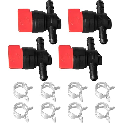 Fuel Shut Off Valve for Mower - 1/4" Fuel Cut Off Valve for Riding Lawn Mower Garden Tractor Pressure Washer Snowblower, in Line Fuel Gas Control Shut Off Valve Switches Tap for Small Engines 4 Packs