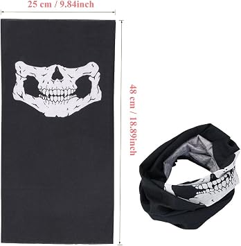 Geila 3 Pack Seamless Skull Face Tube Mask Breathable Neck Warmer Face Cover Headband Scarf Motorcycle Head Wrap