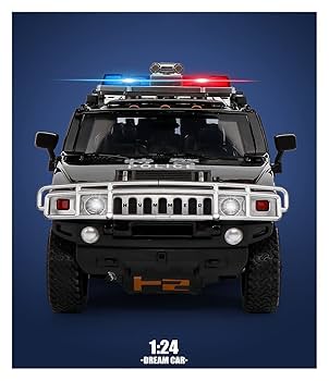 HUMMER H2 1/24スケールフルメッキ 1:24 HUMMER H2 police car Off-road car Simulation Diecast