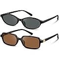 STGATN Retro Oval Sunglasses for Women Chic Rectangular 90s Sunnies Lightweight Small Narrow Shades UV protection Sun Gl