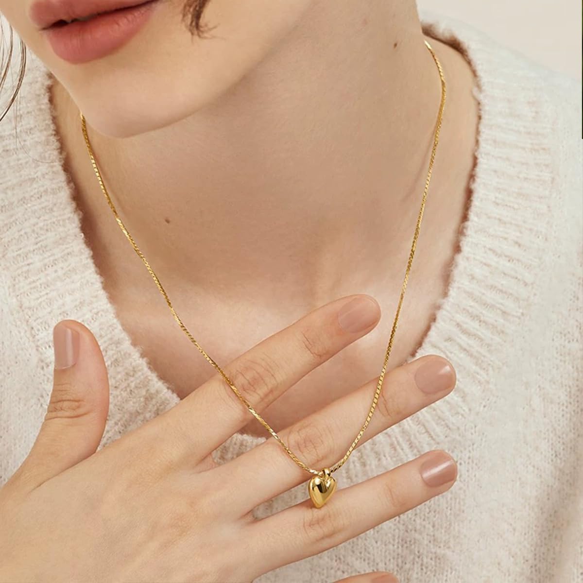 Vivid Echo 18k Gold Plated Heart Pendant Necklace for Women, Elegant Dainty Jewelry with Gift Box, Gift for Parties and Special Occasions - Image 6