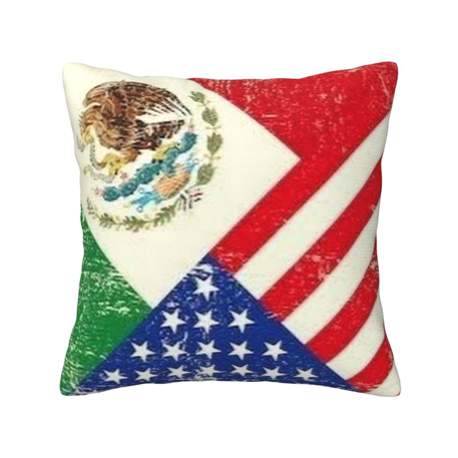 FFSHKOWE Mexican American Flag Decorative Throw Pillow Cover Double-Sided Printed Cushion Cover for Sofa Couch Bed Chair 40 x 40cm