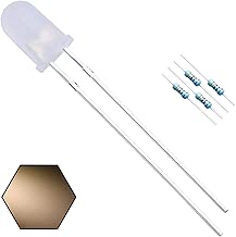 EDGELEC 100pcs 5mm Warm White Lights LED Diodes (White Lens) Diffused Round Lens 29mm Long Lead (DC 3V) +100pcs Resistors (for DC 6-12V) Included,Bulb Lamps Light Emitting Diode - coolthings.us