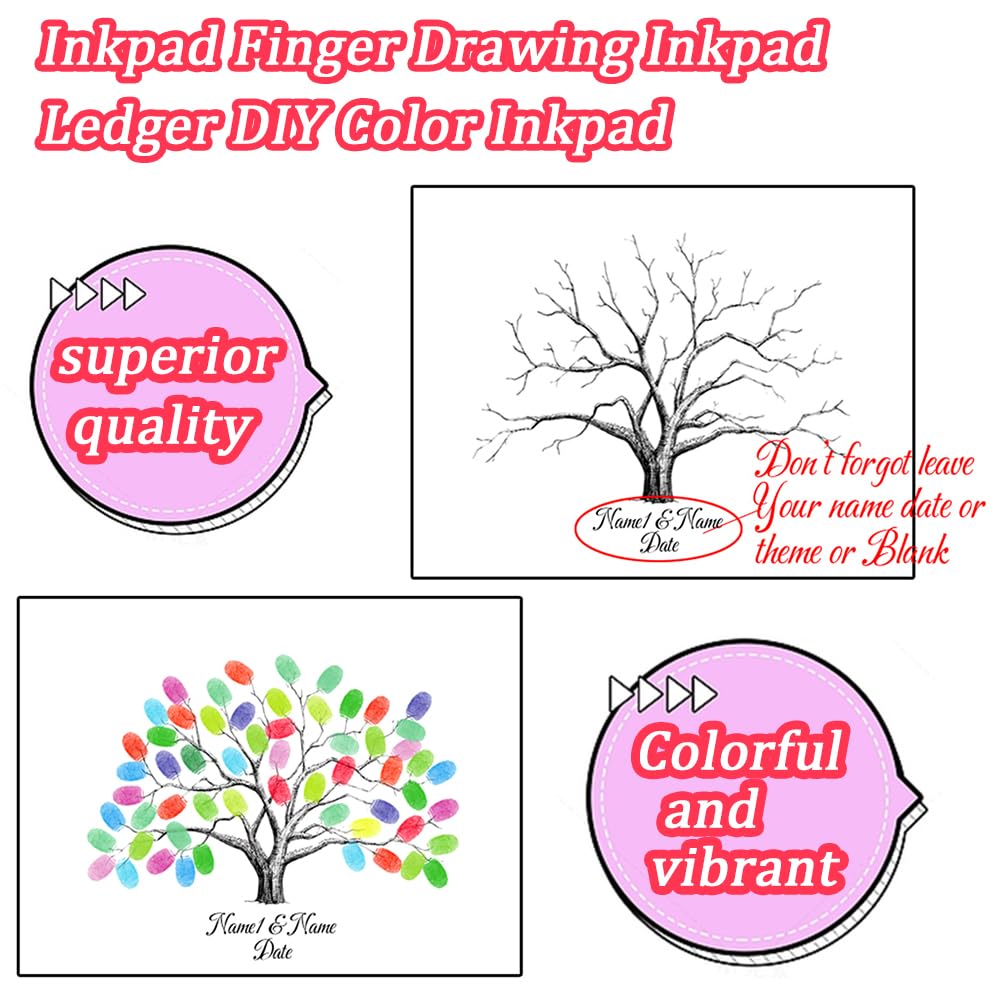 Albero per Impronte digitali,Pittura per impronte digitali fai-da-te, Wedding Tree Libro degli ospiti per il tuo matrimonio, Signature Albero Matrimonio Decorazione Festa Nniversario Compleanno, 21x3