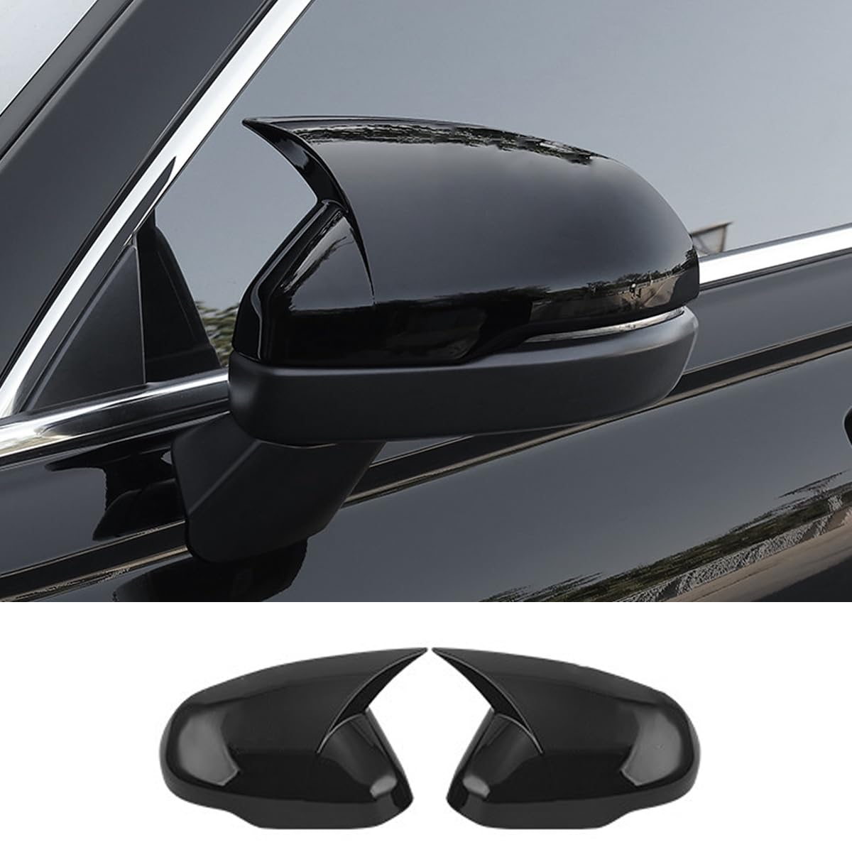 Photo 1 of Bocooka Compatible with Honda CR-V with Turn Signal 2026 2025 2024 2023 Accessories Car Exterior Ox Horn Design Door Side Rearview Mirror Guard Cover Trim Caps - Glossy Black Style 2PCS