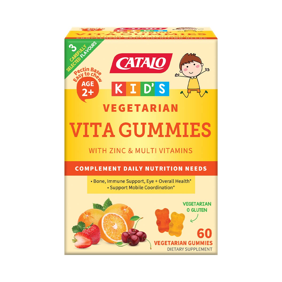 CATALO Children's Vita Gummy Bears - Multivitamins & Minerals, 60 Vegetarian Gummies, Mixed Fruit Flavor, Supports Healthy Growth