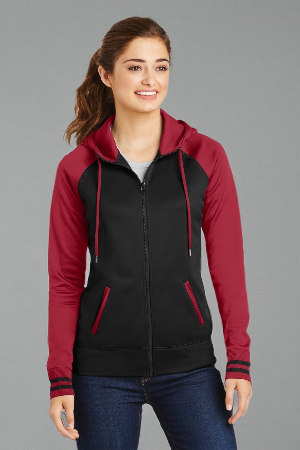 SPORT-TEK Women's Sport-Wick Varsity Fleece Full Zip Hooded Jacket