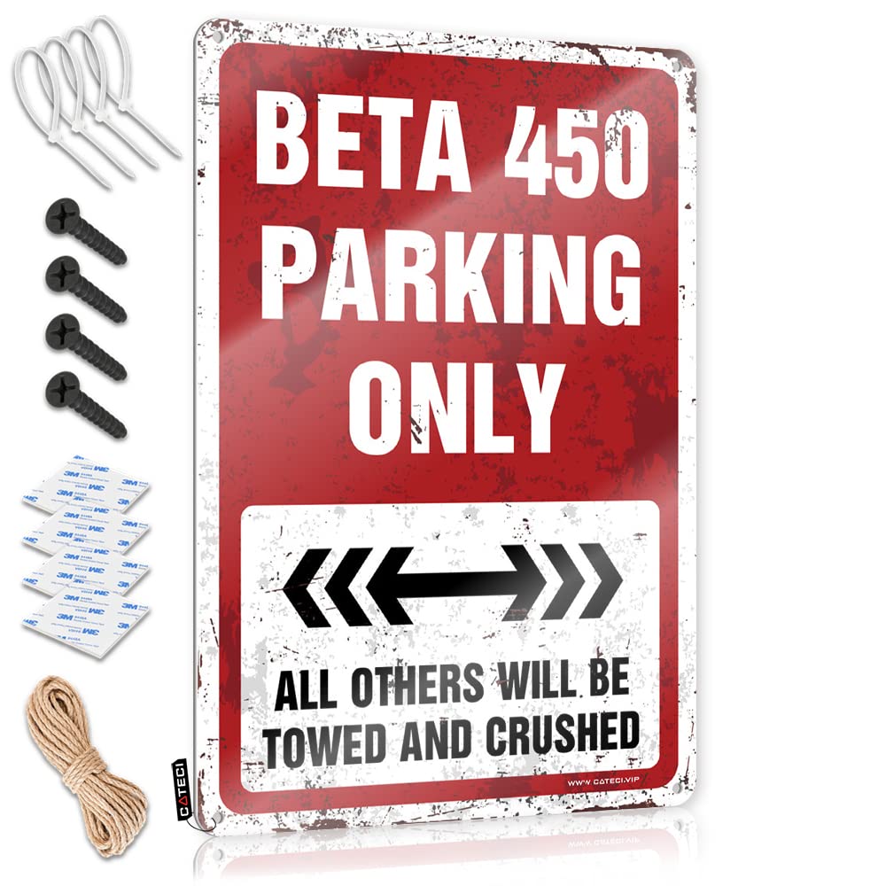 KRAZMURONGD Metal Man Cave Decor Beta 450 Parking Only Tin Sign Tin Bar Signs Retro Metal Signs