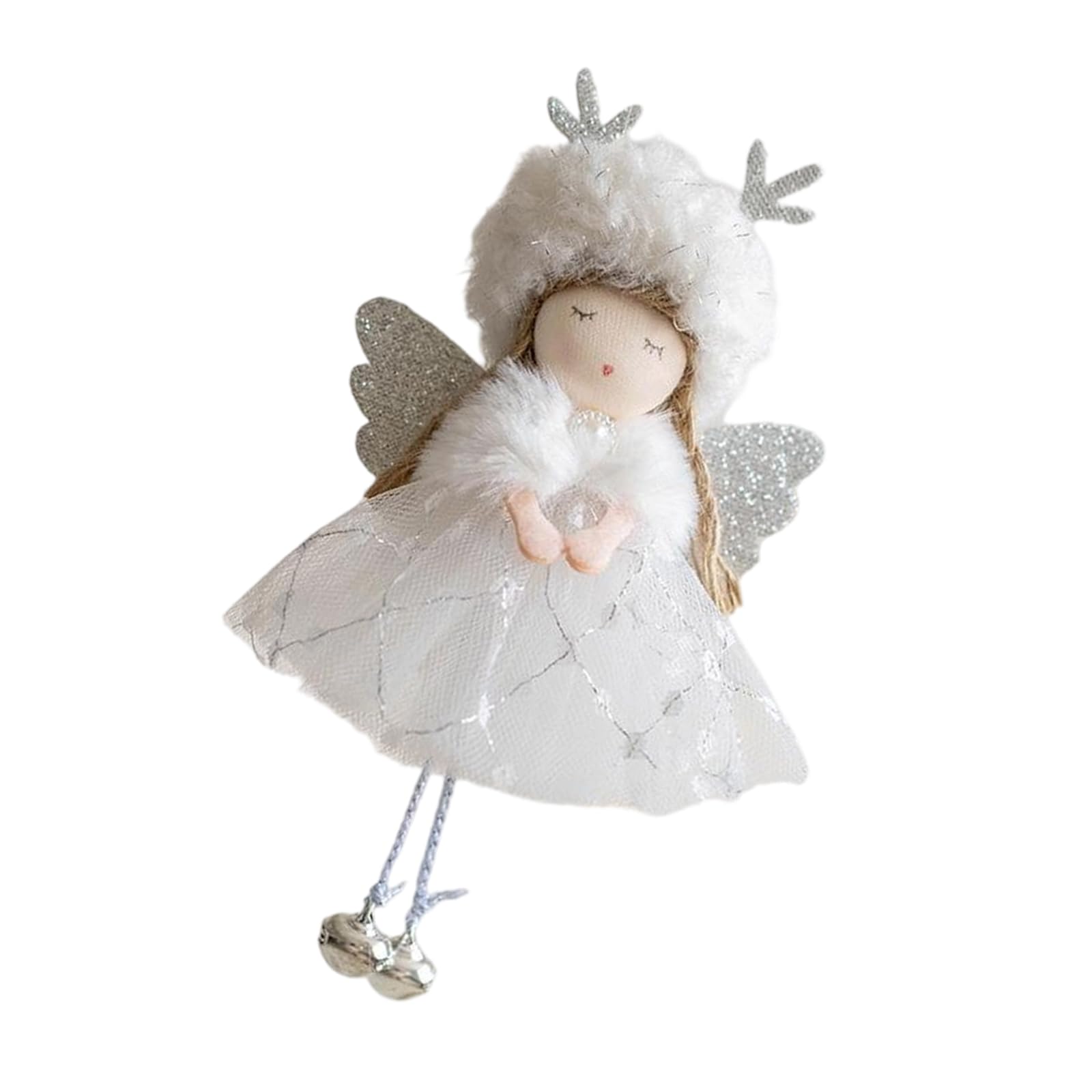 Plush Angelic Deer Antlers Christmas Ornament Easy to Hanging Decorative Piece for Tree Gifts and Festival Displays Soft Festival Angelic Ornament