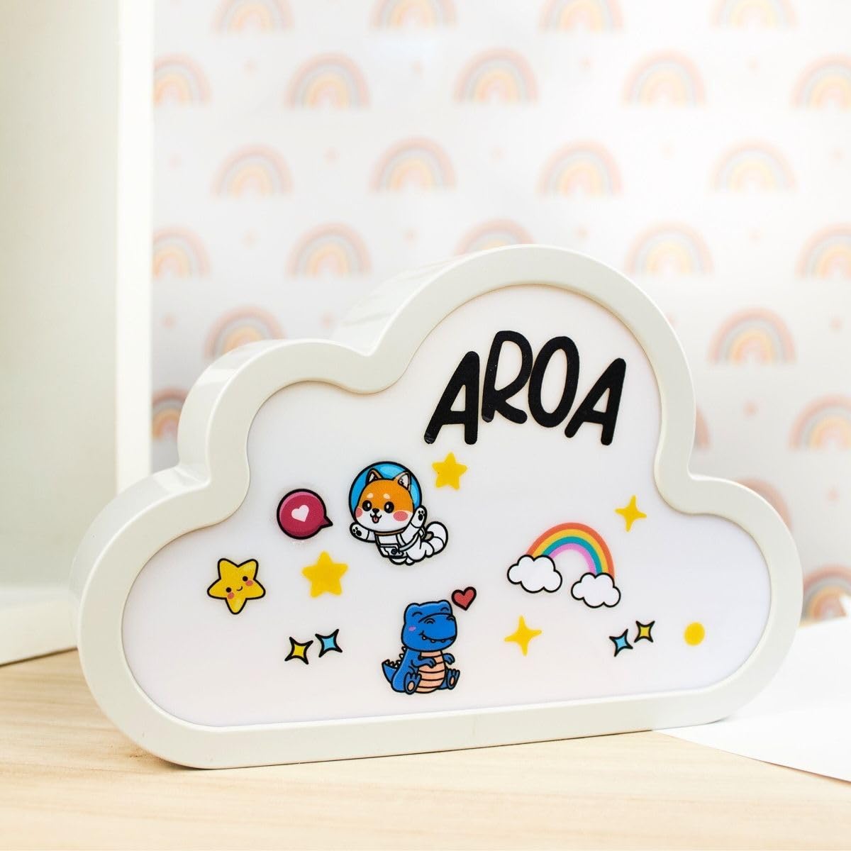 CUTOUT Lámpara Personalizada Infantil Nube. Lámpara de Mesita de Noche Infantil. Luz Nocturna Infantil para Niños. Luz Led Quitamiedos con Pegatinas incluidas. Regalo Original para personalizar.