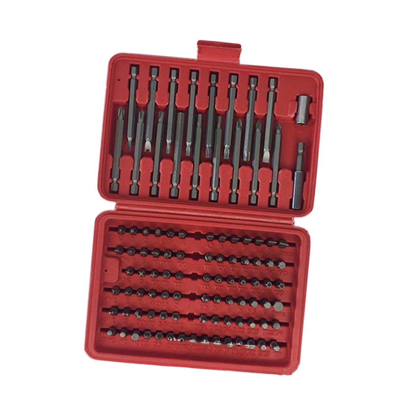 Ensemble D'embouts de Tournevis Boîte de Moulage sous Pression 98 Pièces en Métal Rouge, Haute Dureté, Multi-spécifications pour Réparation à Domicile