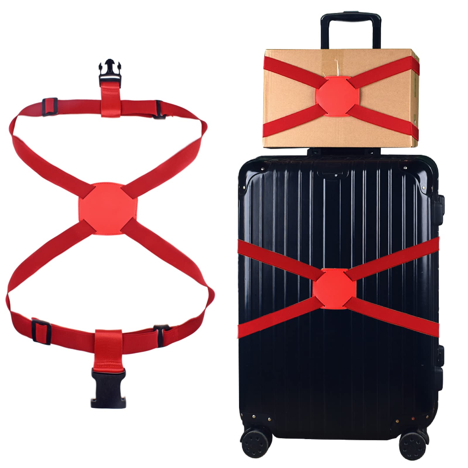 TRIWONDER Luggage Straps for Suitcase, Cross Elastic Strap Belt, Portable Packing Straps for Camping Hiking Travelling- Easy to Use (Red)