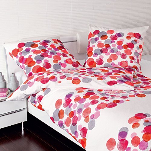 Janine Design Tango Parure de lit en Seersucker 20023u009601u00a0Corail, Coton, Corail, 155 x 200 cm + 80 x 80 cm