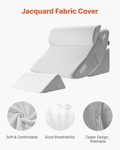 Miniatura 3 de Happybuy Juego de 4 almohadas ortopédicas ajustables de cuña para cama alivia el dolor de espalda, el reflujo ácido y los ronquidos. Ideal para la