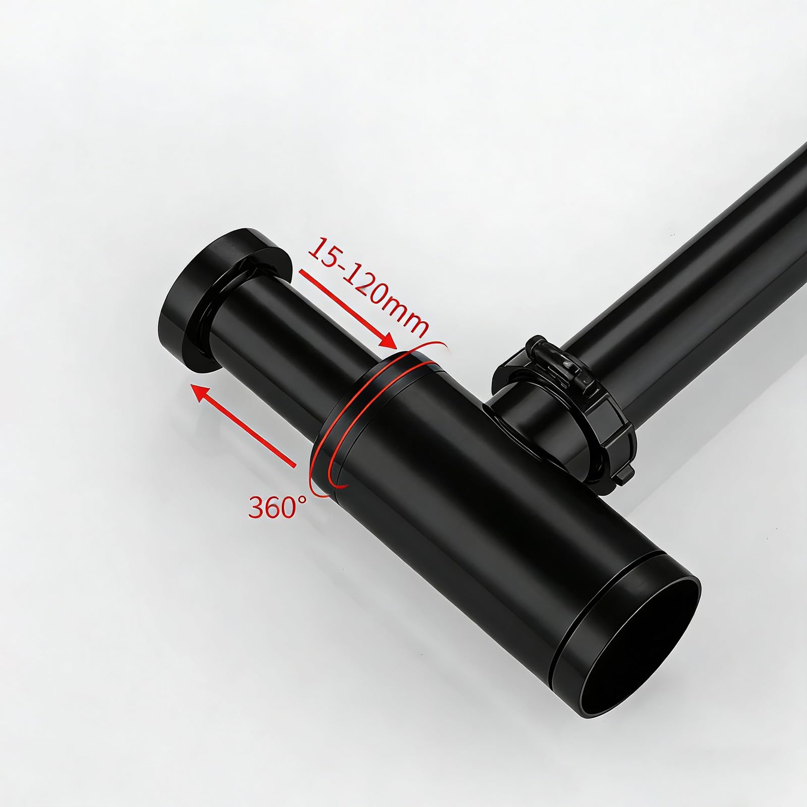 Syphon Waschbecken mit Pop Up Ablaufventil und Überlauf,Reinigungsöffnung,Geruchsverschluss,Höhenverstellbares,Waschbecken Ablaufgarnitur Waschtisch Siphon