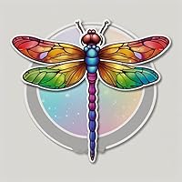 3 PCS Colorful Dragonfly Sticker – Vibrant Rainbow Dragonfly Decal, Waterproof Vinyl Sticker for Laptop, Water Bottle, Notebook, Phone Case – Aesthetic Nature Sticker for Kids & Adults