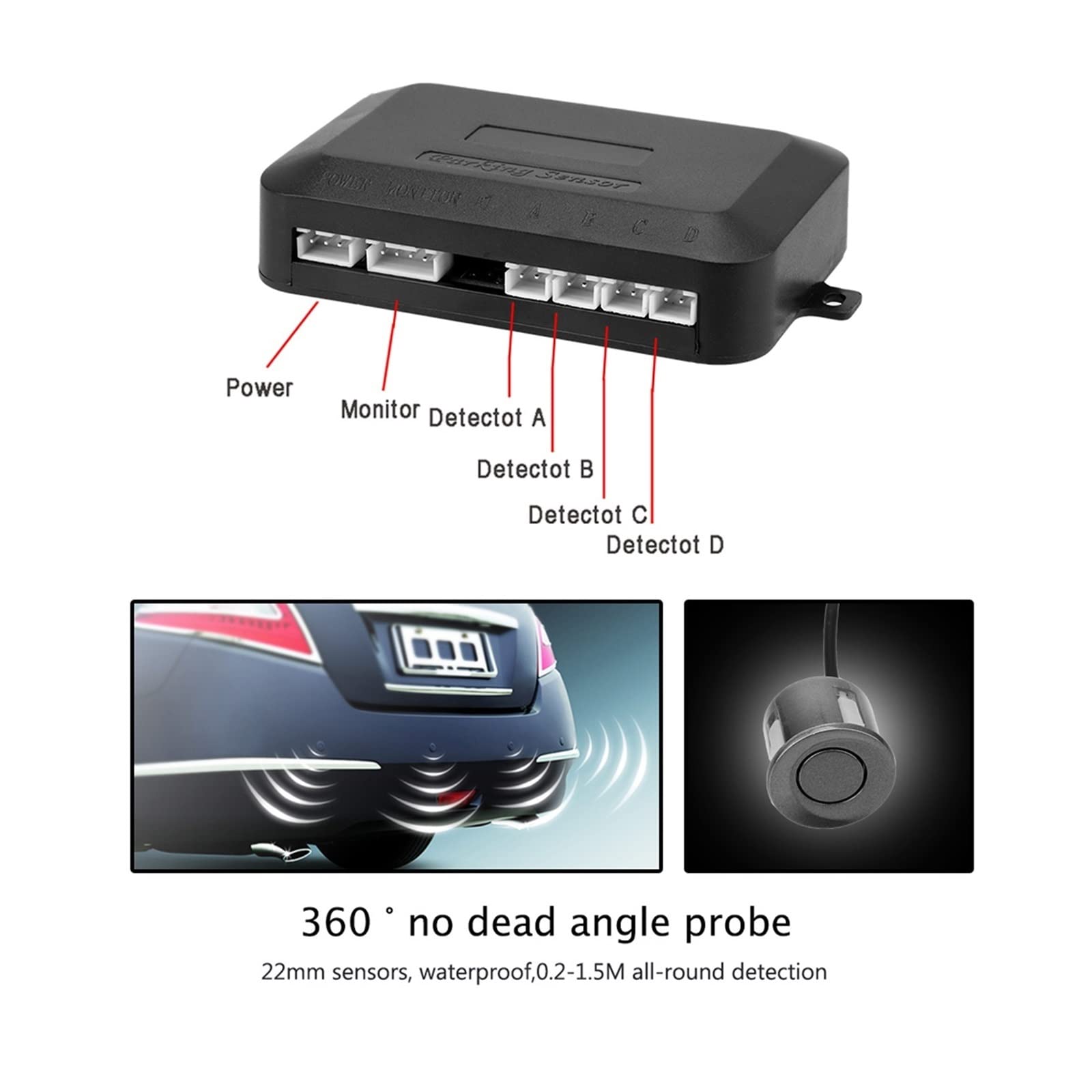 Sensores De Aparcamiento For Coche De 12V, Sistema De Monitor, Kit De Control De Distancia, Detector De Radar, Pantalla LED, Accesorios Universales For Automóviles(Gray)