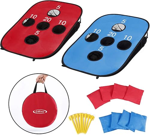 G4Free Portable Collapsible 5 Holes Cornhole Game Set with 8 Bean Bags Carrying Case Toss Game Size 3ft x 2ft for Camping Travel G4Free Portable Collapsible 5 Holes Cornhole Game Set with 8 Bean Bags Carrying Case Toss Game Size 3ft x 2ft for Camping Travel