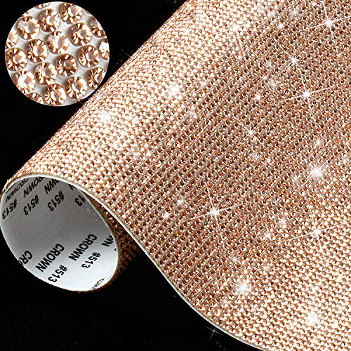 Outus Champagne Gold Rhinestone Sticker DIY Car Decoration, 12000 Pieces, 9.4 x 7.9 Inch