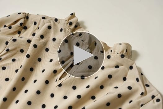 Women's Polka Dots Blouse Puff Ruffle Long Sleeve Shirts