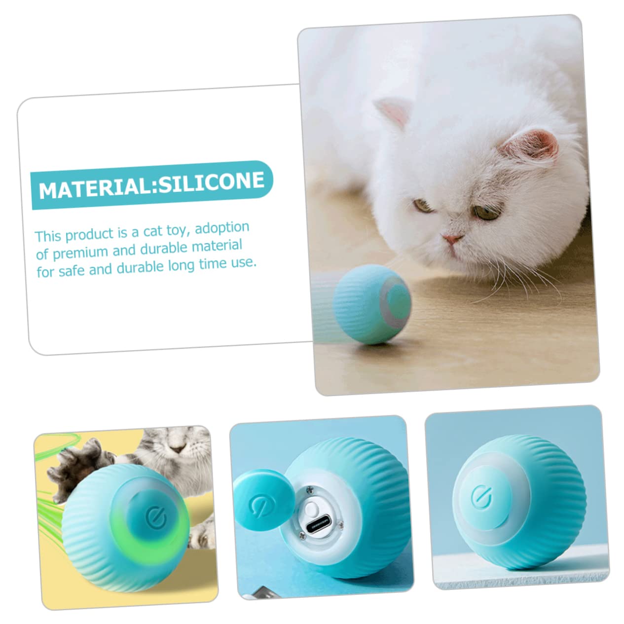 Kisangel 4pièces Boule Électrique Intelligente pour Chats Jouet Autonome Catnip Et Rechargeable pour Amusement Intérieur des Chats