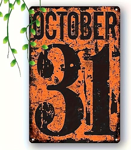Letrero de metal vintage de Halloween, 8 x 12 pulgadas, arte de pared retro de aluminio para el hogar, habitación, garaje, jardín, cafetería, porche