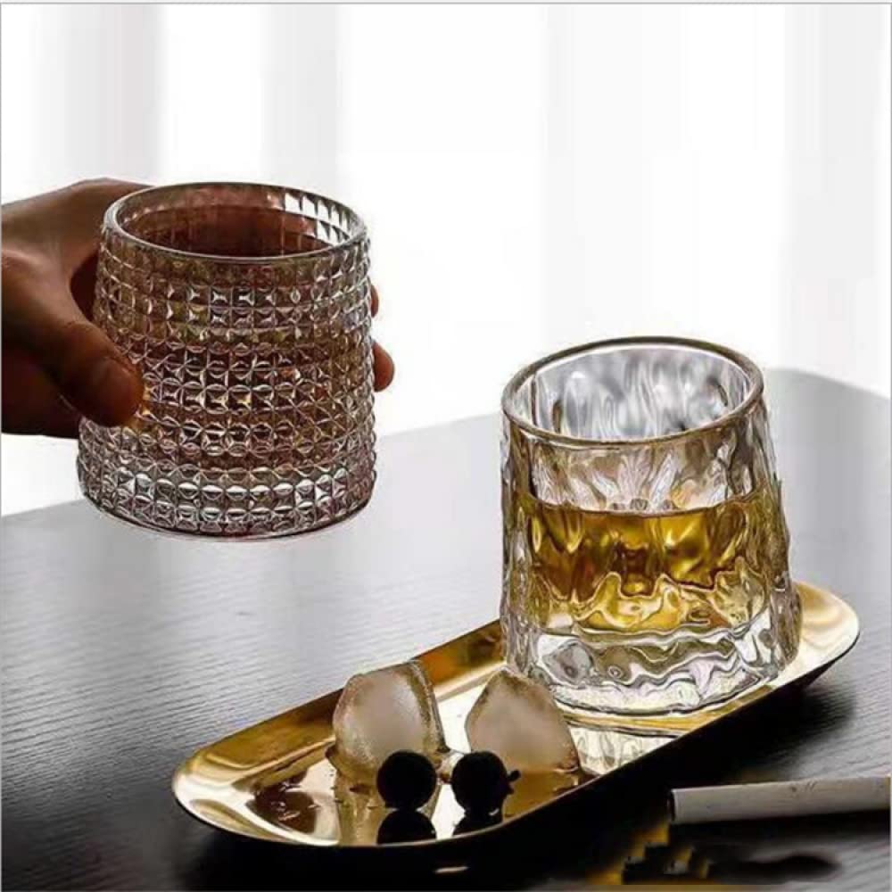 Verres à whisky en cristal 5 OZ lot de 3, verres à l'ancienne rotatifs, verre de bar Tumbler Rocks pour boire du bourbon, du scotch, des cocktails, du cognac