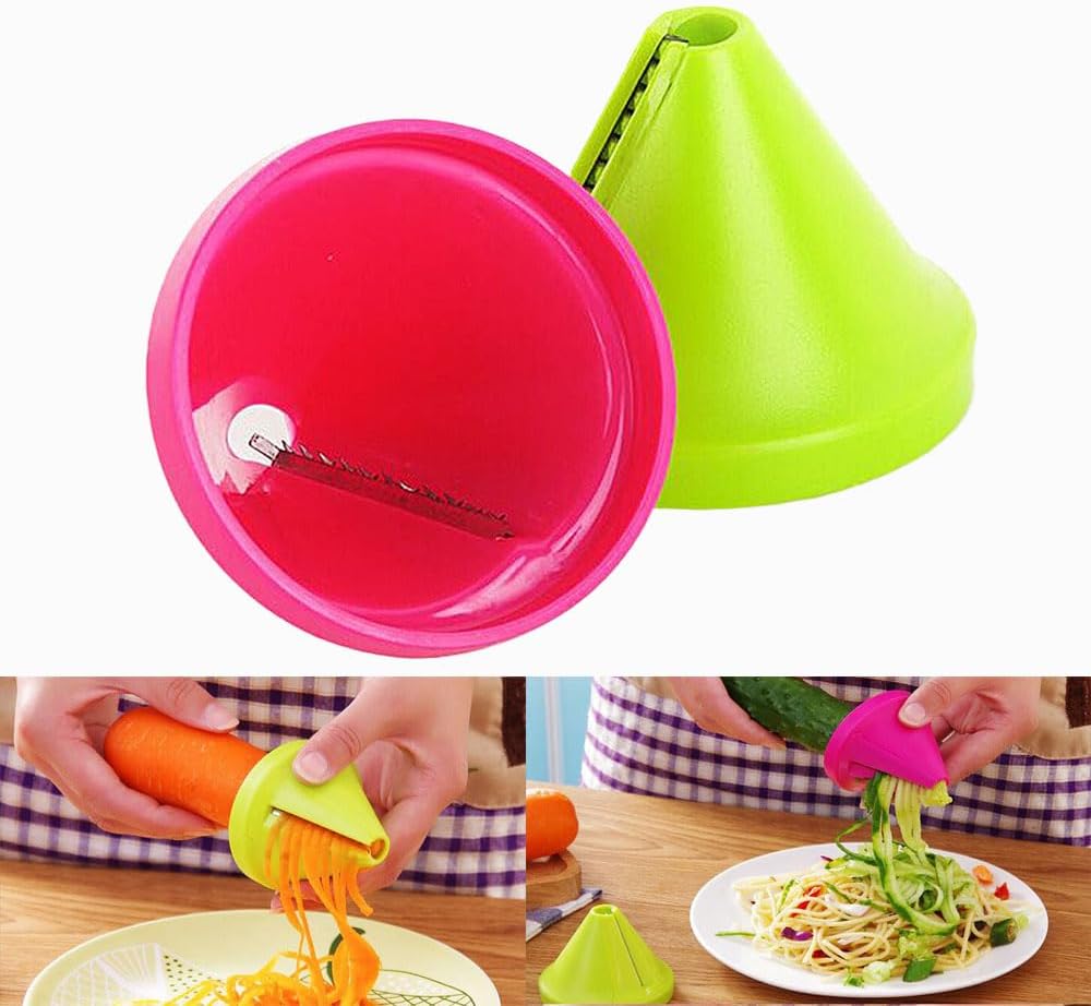 1 PCS Carrot Cutter Tool Curler Peeler Spiral Black Fruits Slicer and Vegetable Decoration Tools for Chef Garnishing Tool Set with Sharpener Spiral Shred Slicer for Carrots Cucumbers and More(Green)
