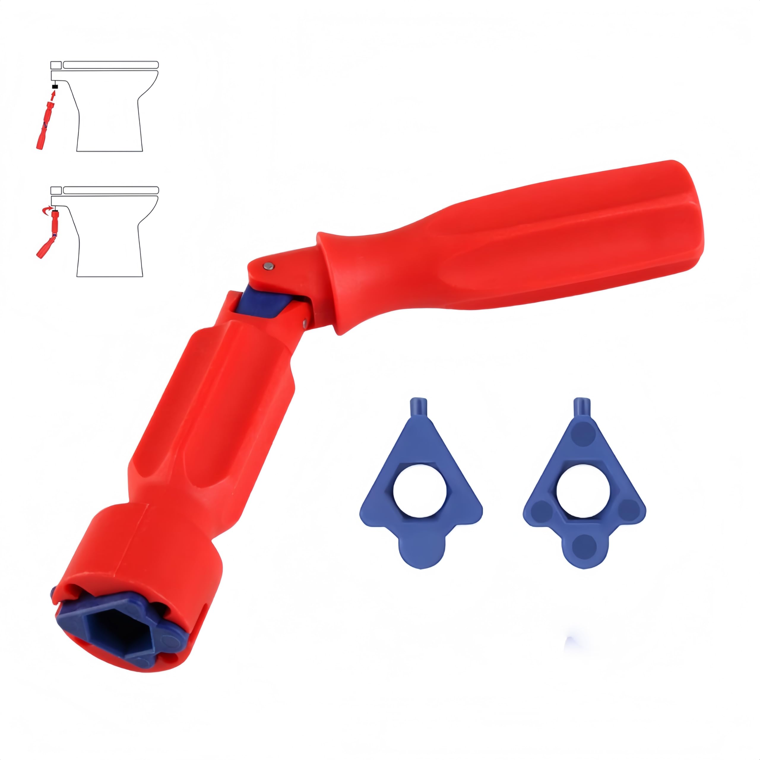 1 Set Toilet Seat Spanner Plumbing Tool with 1 Replacement Head, Universal Toilet Seat Fitting Tightening Tool