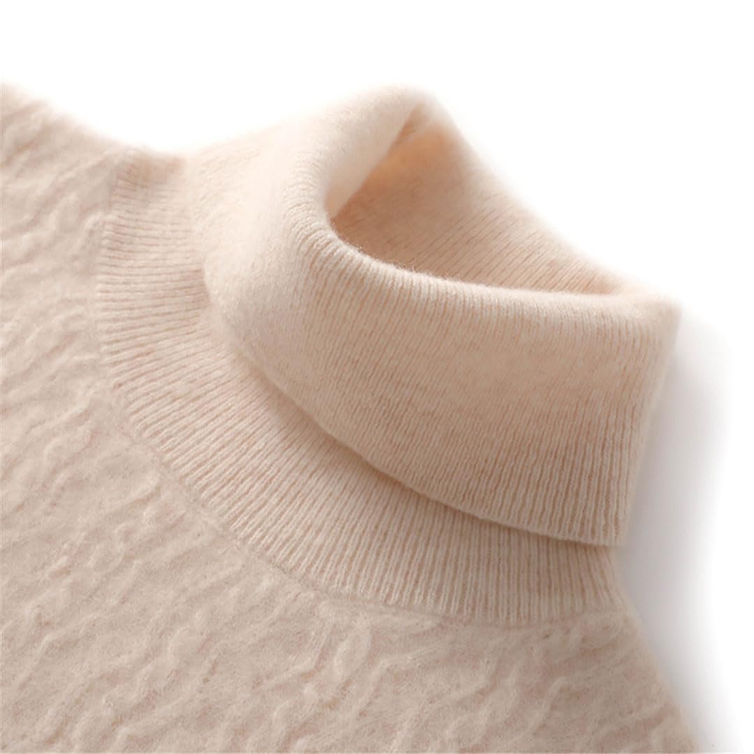 Vogrtcc Maglione E Pullover in Cashmere da Donna, Dolcevita A Maniche Lunghe, Top Lavorato A Maglia di Lana
