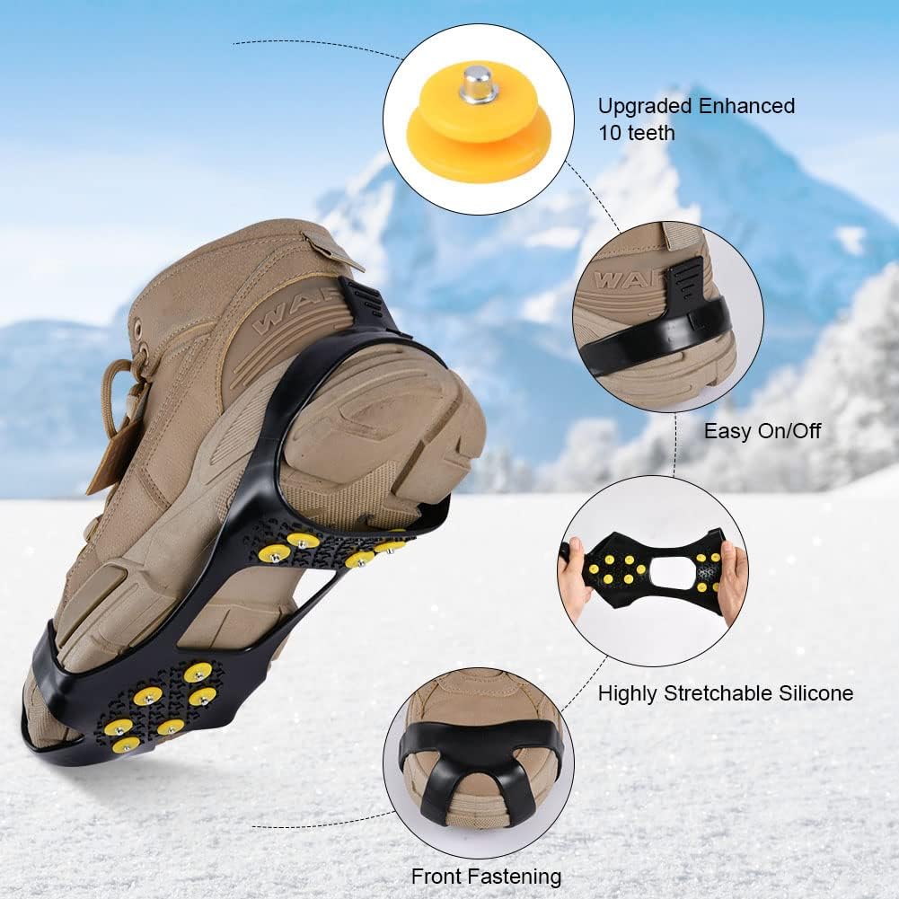 Flintronic Crampons à Neige Antidérapants en Acier Inoxydable pour Chaussures, Griffes à Glace Universelles
