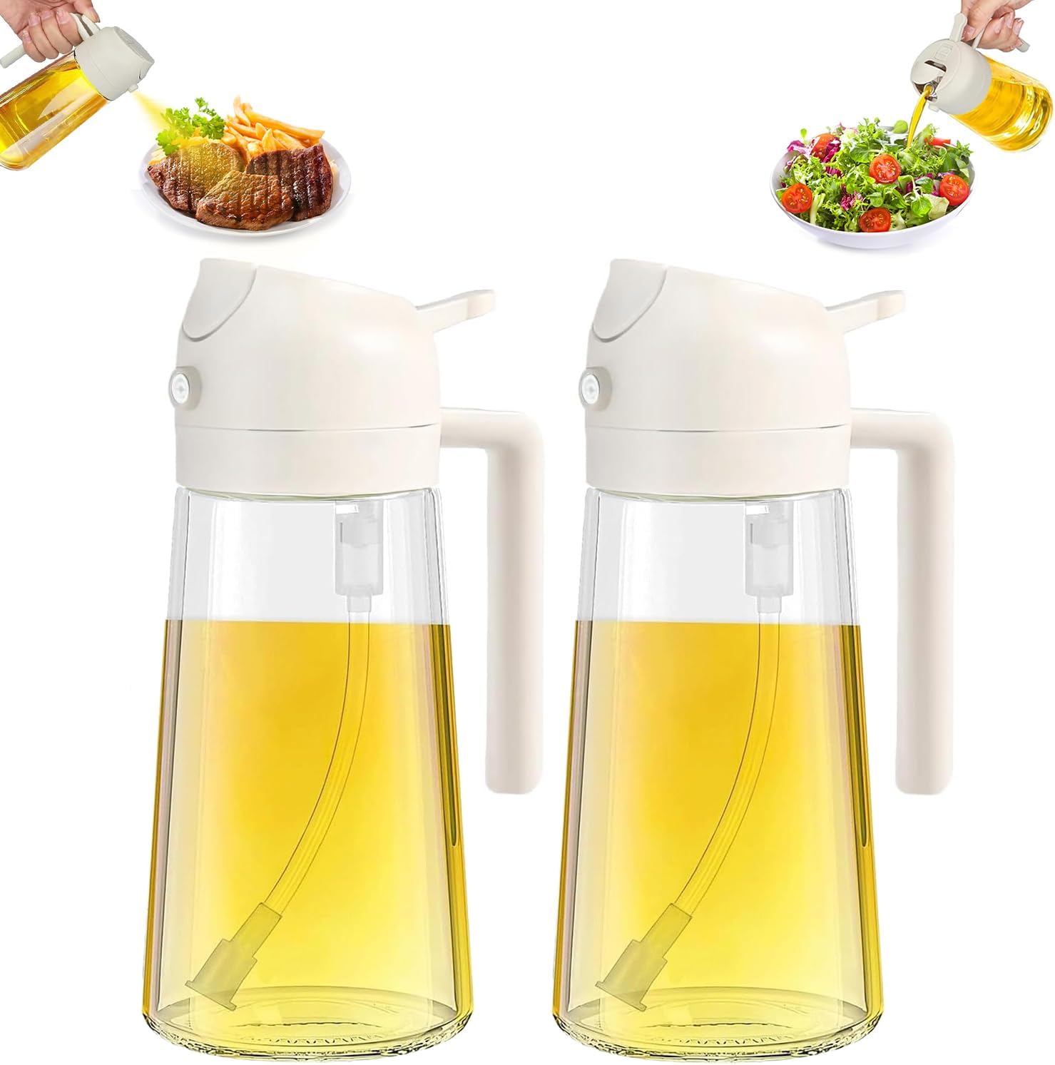 Oil Sprayer for Cooking,2 in 1 Olive Oil Sprayer,16oz/470ml Glass Oil Spray Bottle,Bottle for Kitchen Gadgets,Air Fryer,Salad,Frying,BBQ.(white) Oil Sprayer for Cooking,2 in 1 Olive Oil Sprayer,16oz/470ml Glass Oil Spray Bottle,Bottle for Kitchen Gadgets,Air Fryer,Salad,Frying,BBQ.(white)