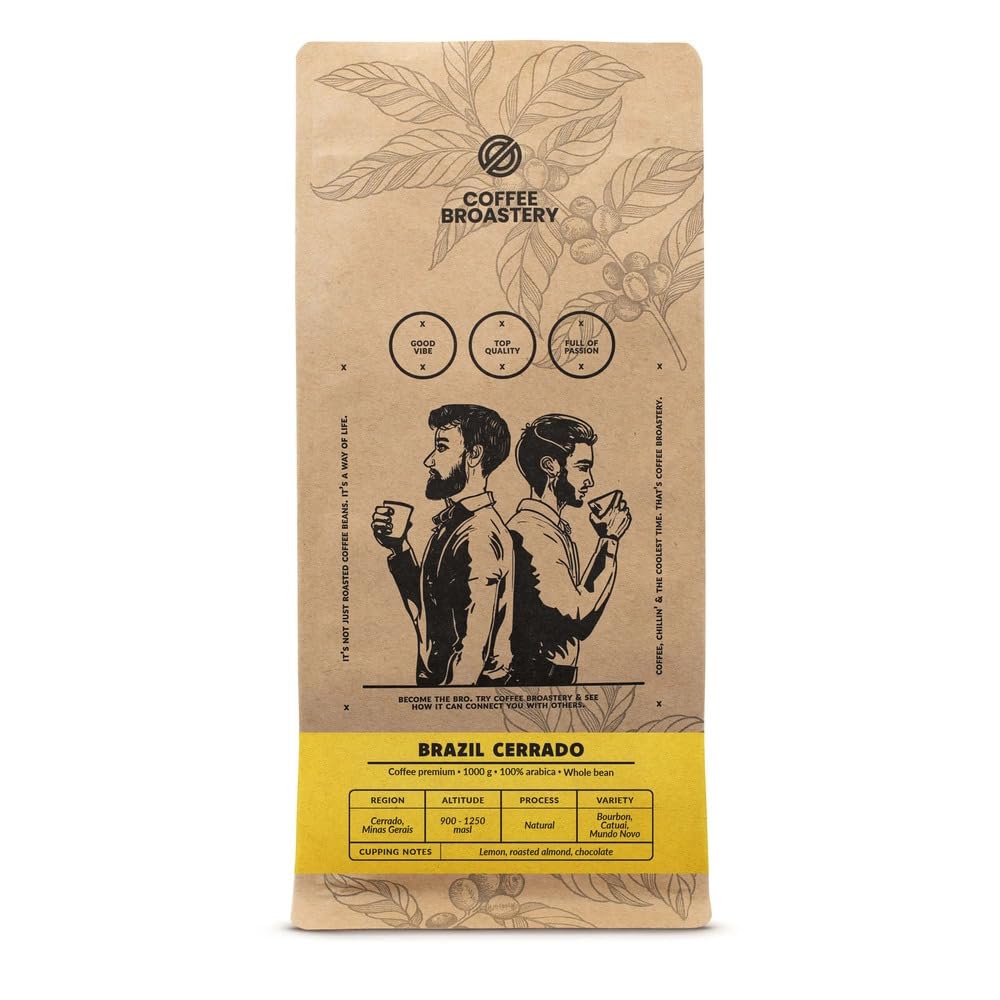 Coffee Broastery Café Grain Brésil Cerrado 2x1kg - Arabica de Spécialité Minas Gerais - Torréfaction Artisanale - Notes de Chocolat, Amandes et Citron - Idéal pour Machine Expressos et Filtre