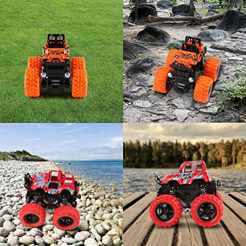 BBLIKE Monster Truck Cars,Push and Go Toy Trucks Friction Powered Cars 4 Wheel Drive Vehicles for Toddlers Children Boys Girls Kids Gift-4PCS (4 Wheel Drive Vehicles) - Thumbnail 5