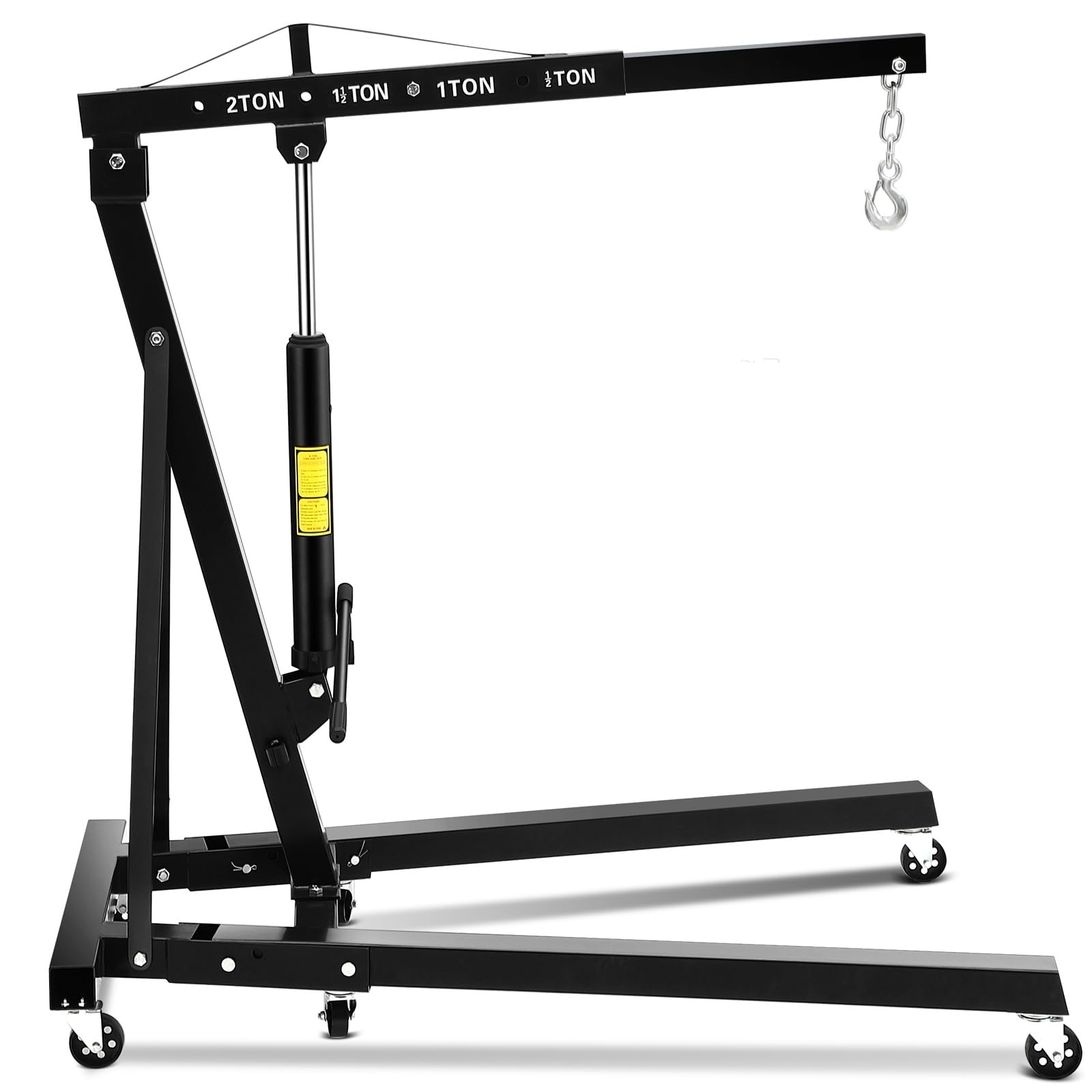2 Ton Engine Hoist, Folding Cherry Picker with Telescopic Boom, Workshop