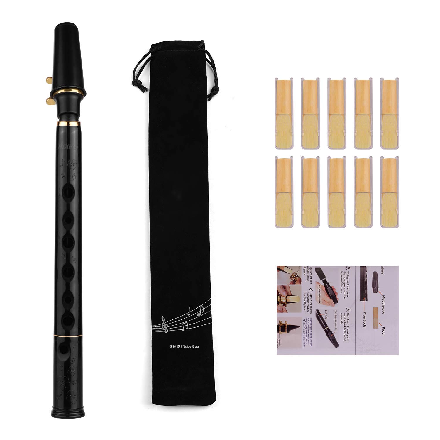 Mini-Taschen-Saxophon mit C-Schlüssel, ABS-Material, 10 Stück, Tragetasche, Holzblasinstrument
