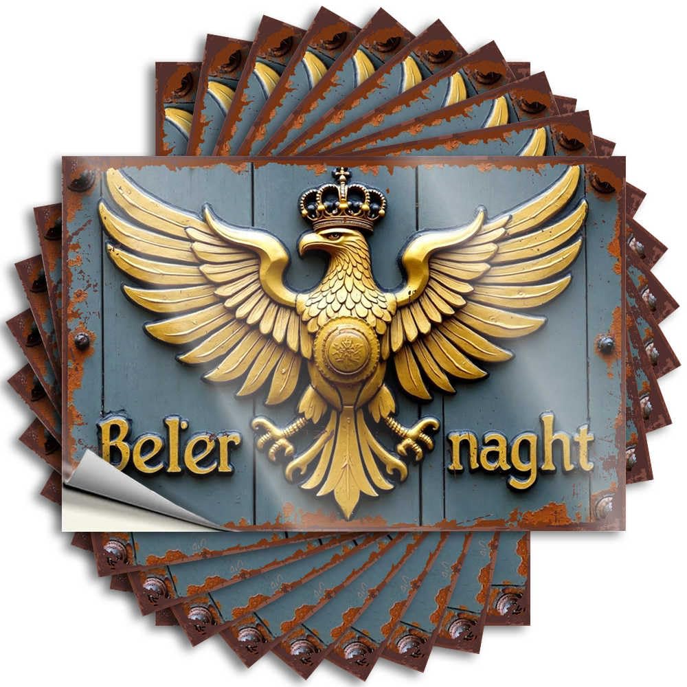 Fzfn Colour Lettering Sticker Emo | Crazy Tumbler Golden Eagle Crest With Crown: Beler Naght Emblem For Inside(12X18cm)
