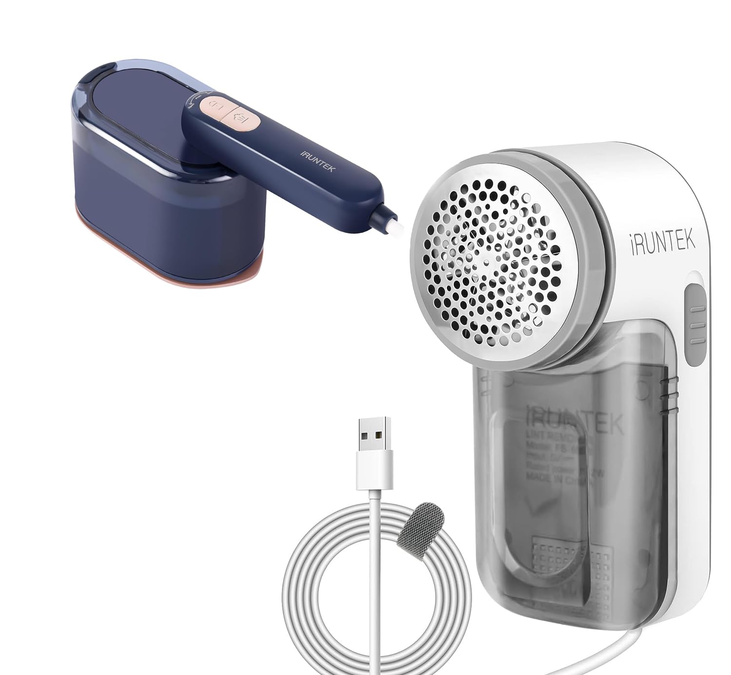 RUNTEK 2-in-1 Steam Iron and Garment Steamer, 30s Fast Heat-up，Handheld Garment Steamer Iron for Home and Travel, Lint Shaver and Lint Brush 2 in 1