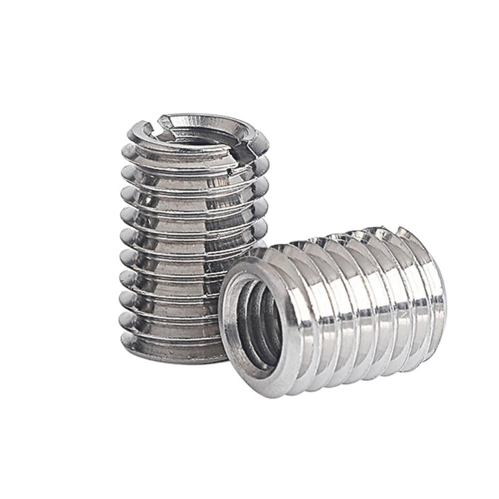 Threaded Inserts?Thread Repair Insert, M2-M12 Stainless Steel 304 Inside Outside Thread Slotted Screw Wire Thread Insert Sleeve Conversion Nut Coupler(M4 M8X8X5pcs)