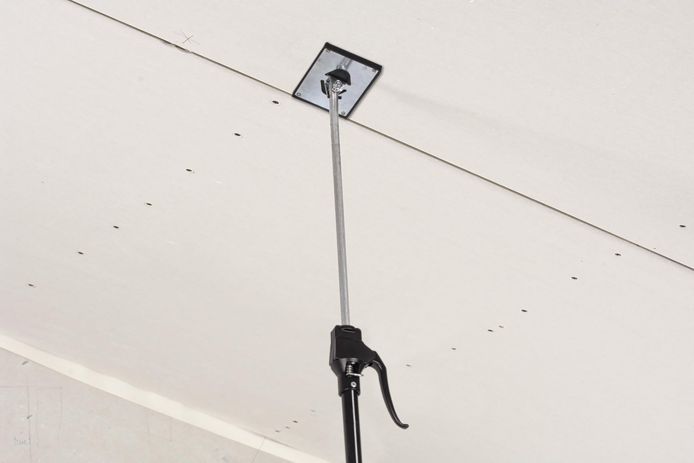 wolfcraft 4042000 Étai de Plafond Téléscopique, Charge 30 kg, 1,6-2,9 m | Support de montage pour plaques de plâtre et cloisons sèches, mécanisme à pompe avec réglage de précision, 4042000
