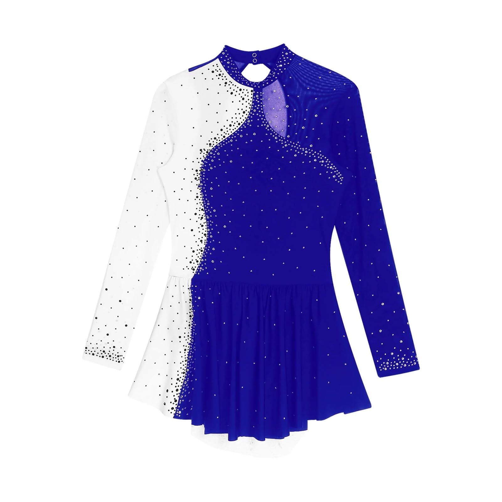Vestido de Patinaje Artístico Vestido de patinaje artístico for mujer, malla de ballet, gimnasia, tutú, manga larga, con brillantes diamantes de imitación, for actuaciones escénicas.