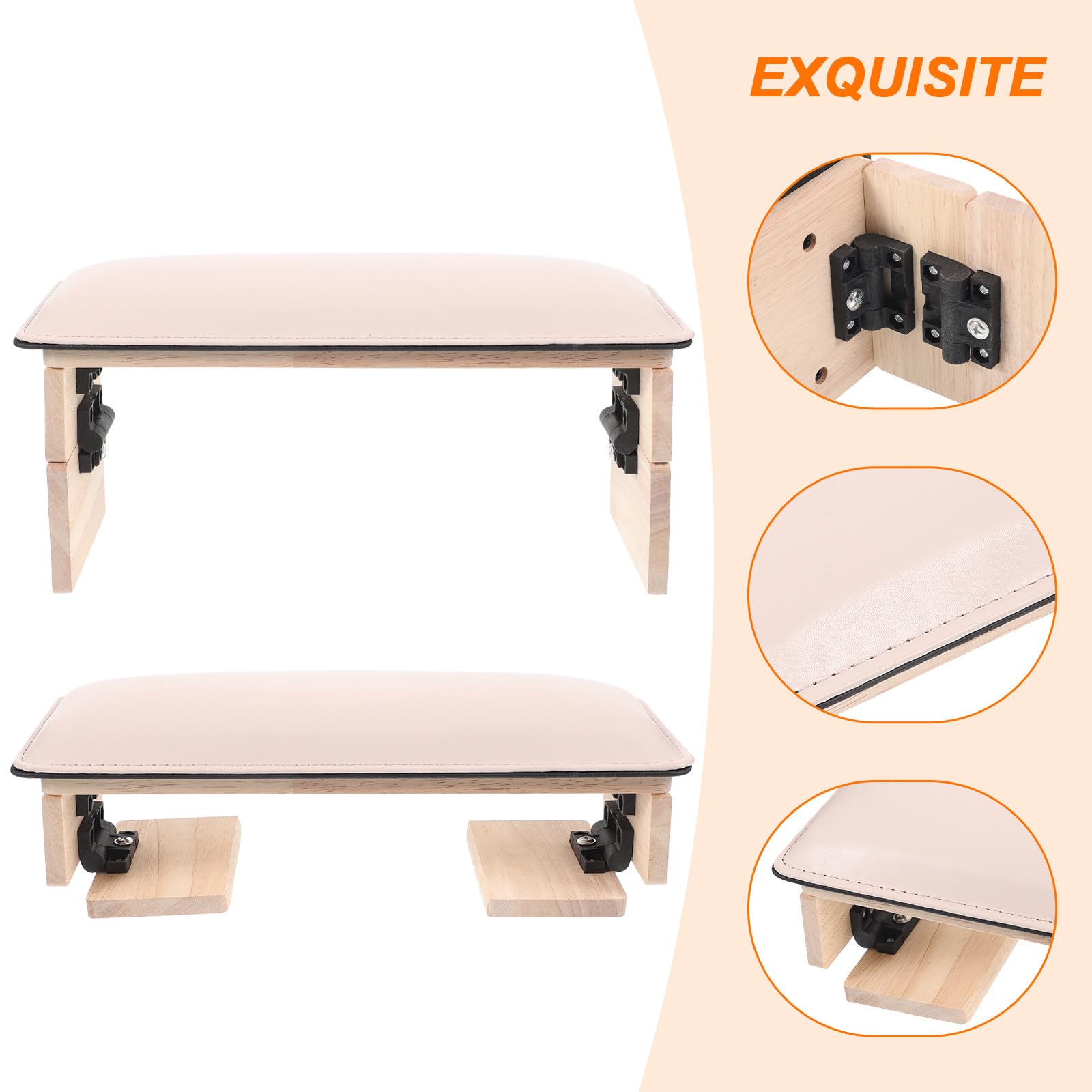 Cojín Reposamanos para Manicura Doble Plegable de Pu Piel Rosa, Altura Ajustable 3 Niveles, Soporte para Decoración de Uñas y Mesa de Manicura Profesional, Accesorio para Salón