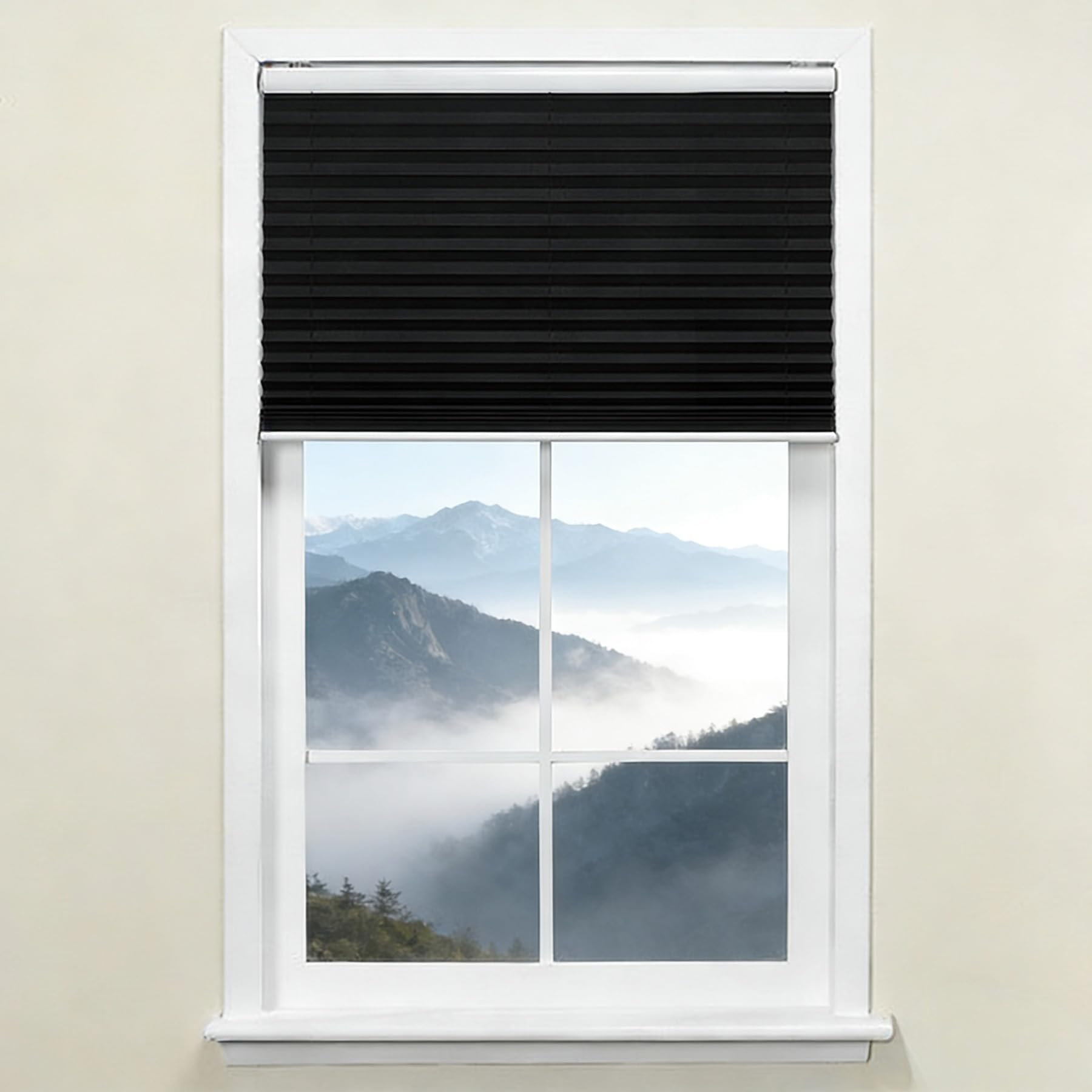 Store Plissé 45 x 115 cm Noir Dim-Out pour Fenêtre de Salon