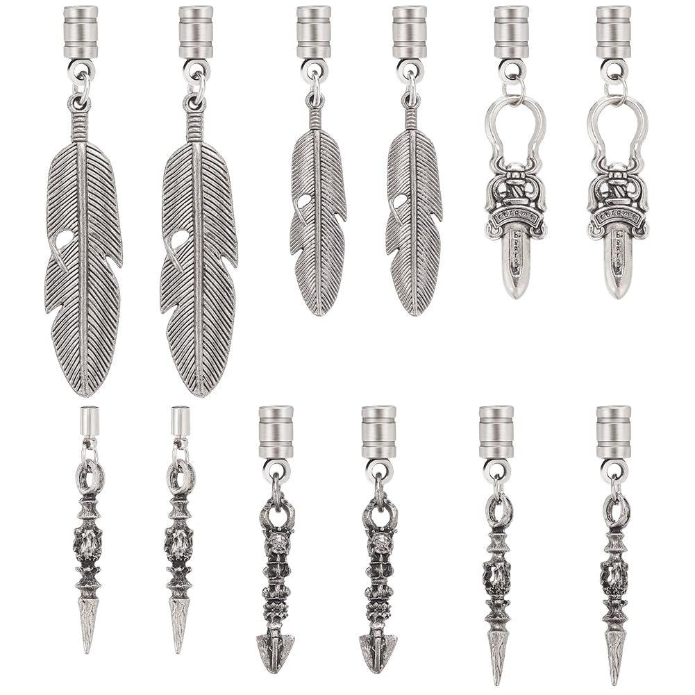 WEBEEDY 12 PCS Bolo Tie Tips Replacement End Caps 6 Style Alloy Bolo Tie Tips Replacement Charms Pendants Jewelry Findings Making Accessory for DIY Bolo Tie Necklace Craft Decoration