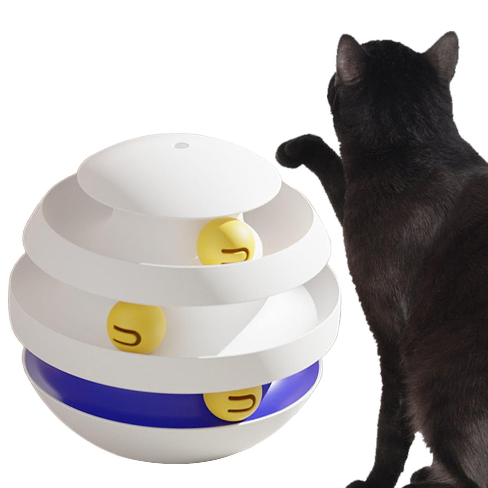 Jouet à Rouler pour Chat, Balle pour Chat, Jouet Amusant, Jouet Puzzle, Circuit Circulaire pour Chat avec Balle, Blanc